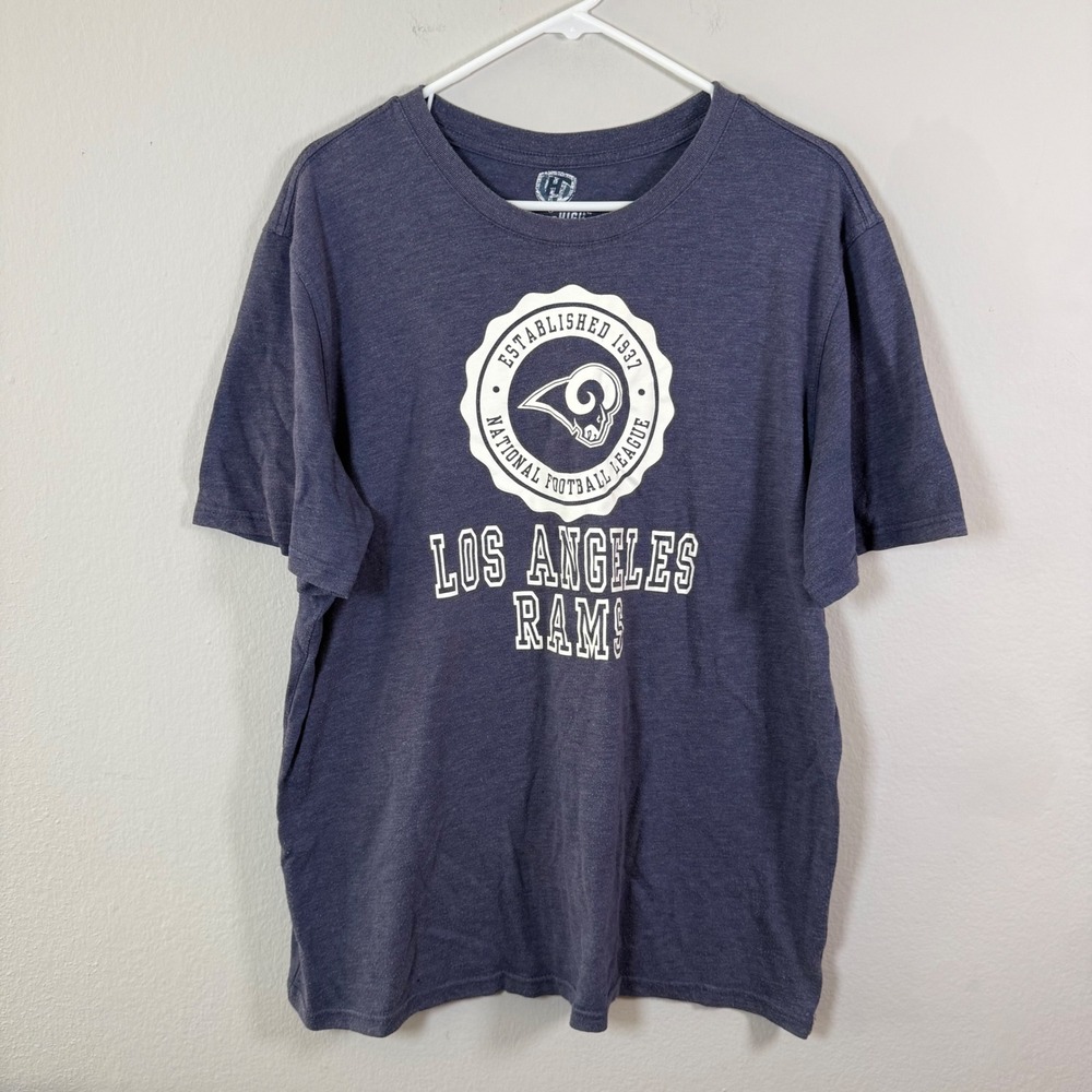 Mens Los Angeles Rams NFL Football T Shirt XL Heather Navy Blue Hanes Nfl